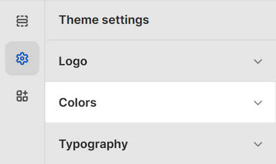 The Theme settings menu with the Colors menu section selected.