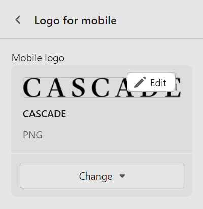 The Logo for mobile block's image selector's thumbnail preview area in Theme editor.