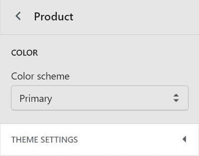 An example of the theme settings menu for a product section in Theme editor