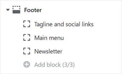 The add block menu in Theme editor.