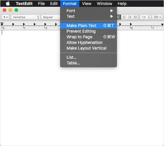 The TextEdit GUI open on
MacOS.