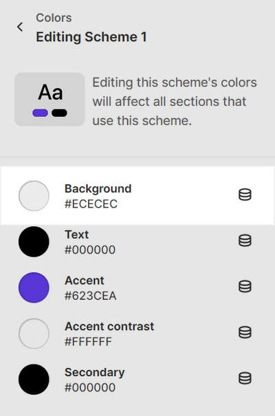 The Background color element in the Scheme 1 color scheme menu section.