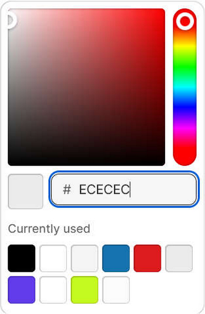 A color picker GUI element in Theme editor's Theme settings menu.