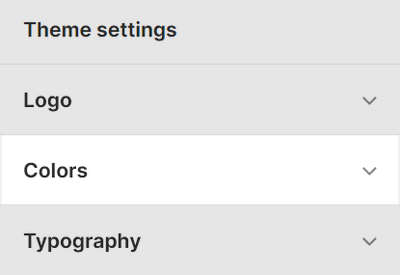 Theme editor's Colors Theme settings menu.