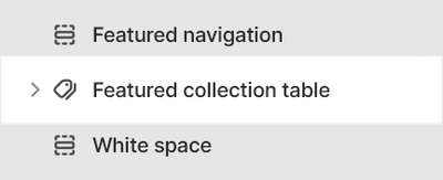 The Featured collection table section in Theme editor.