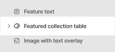 A Featured collection table section selected in Theme editor.