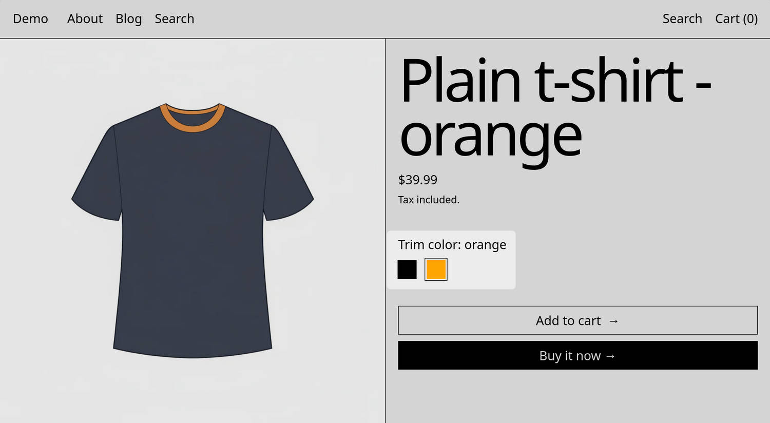 An example product group in a Product pages section.