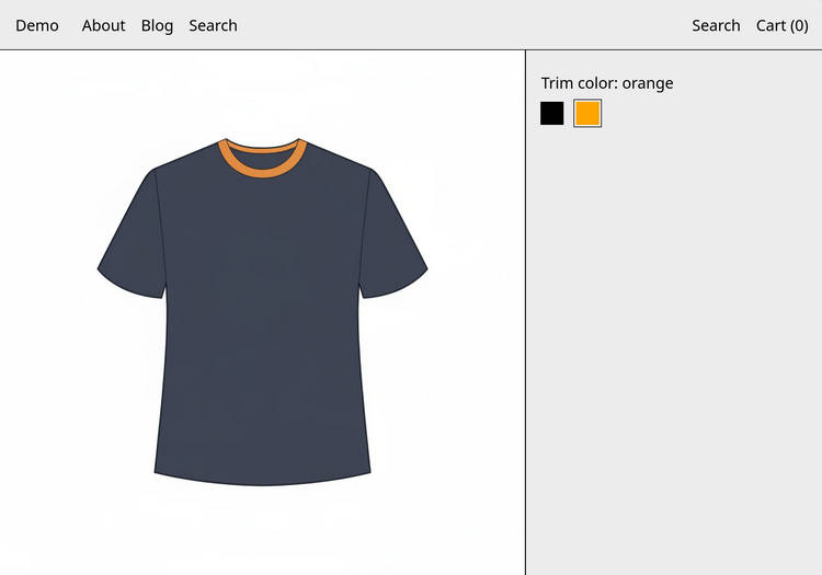 An example product group block in Theme editor.
