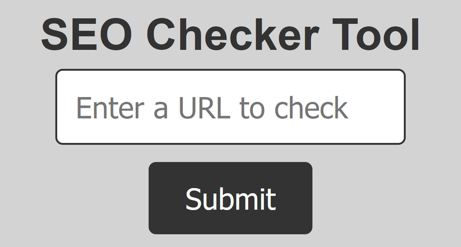 An example webpage for a SEO Check tool.