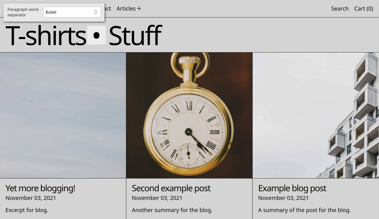 An example Collection links section on a store's home page.