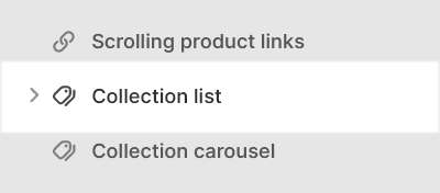 The Collection list section selected in Theme editor.