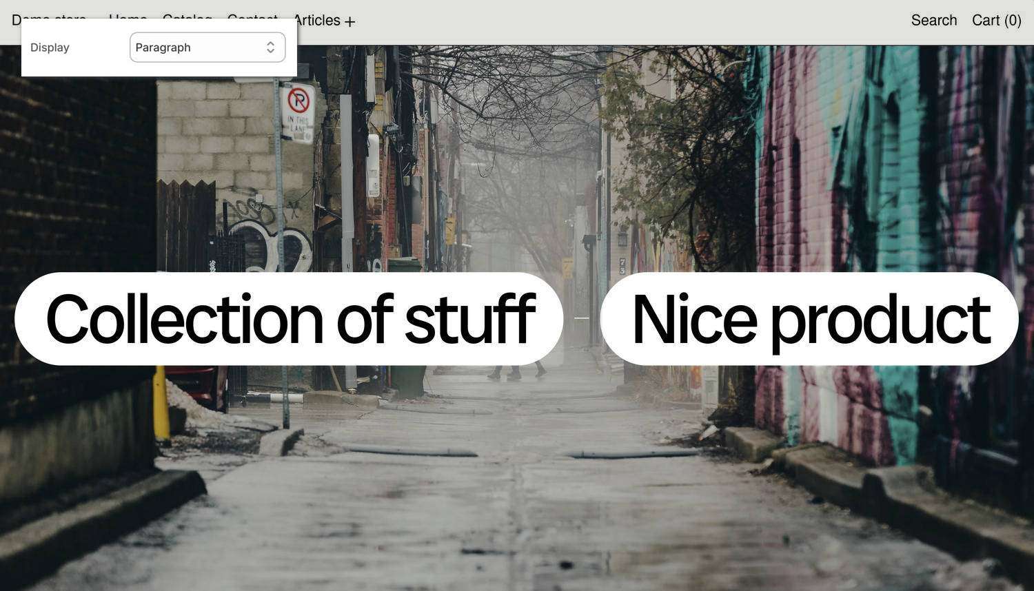 An example Custom links over image section on a store's home page.