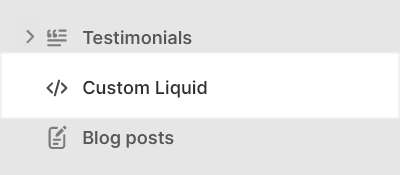 The Custom Liquid section selected in Theme editor.