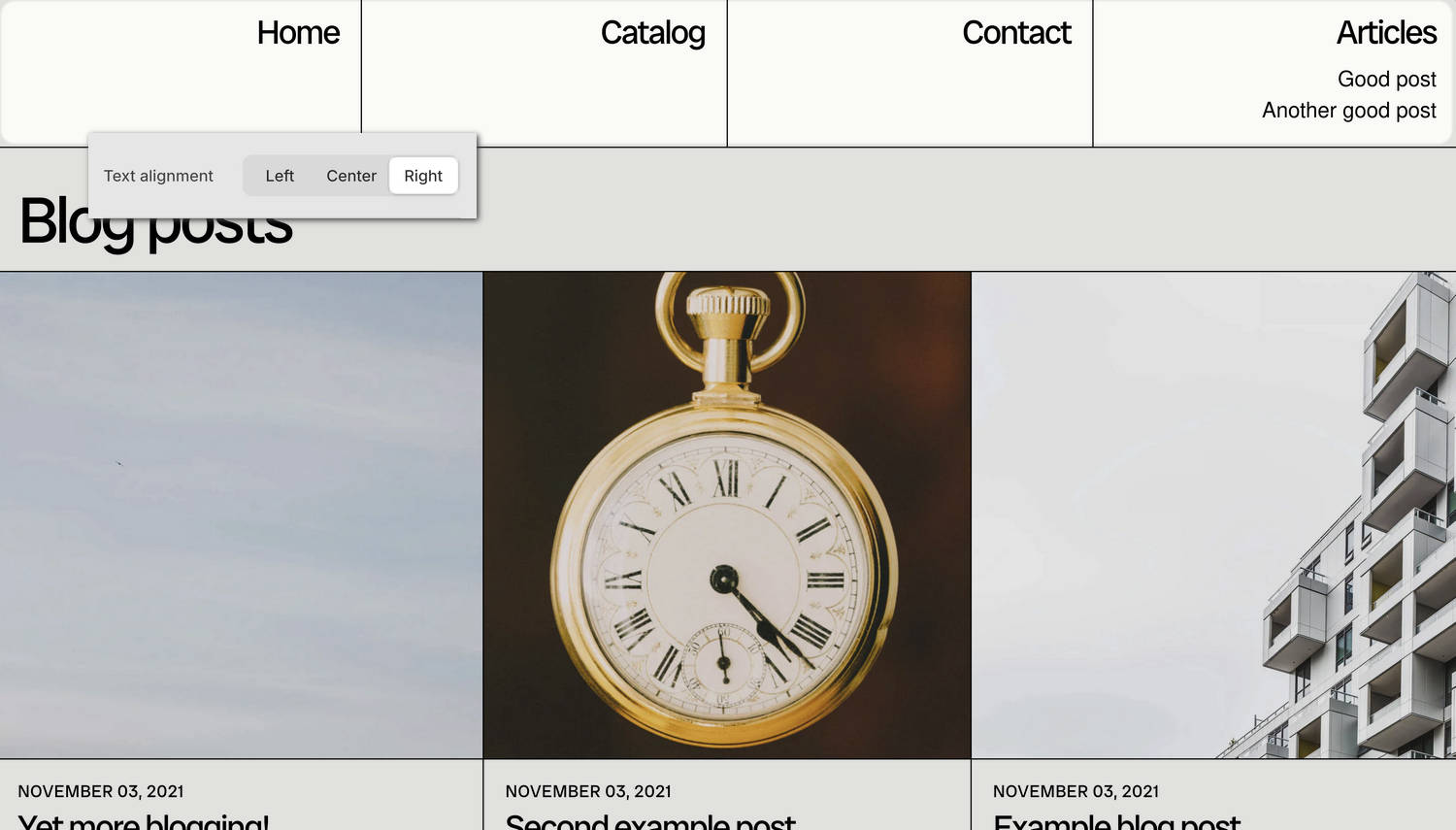 An example Directory section on a store's home page.