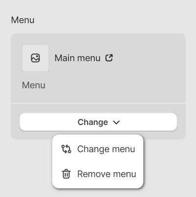 The Featured navigation menu options in Theme editor.