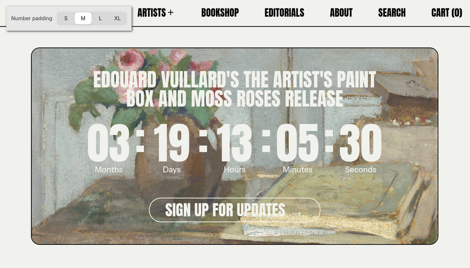 An Image with countdown timer section on a store's home page in the Theme editor.