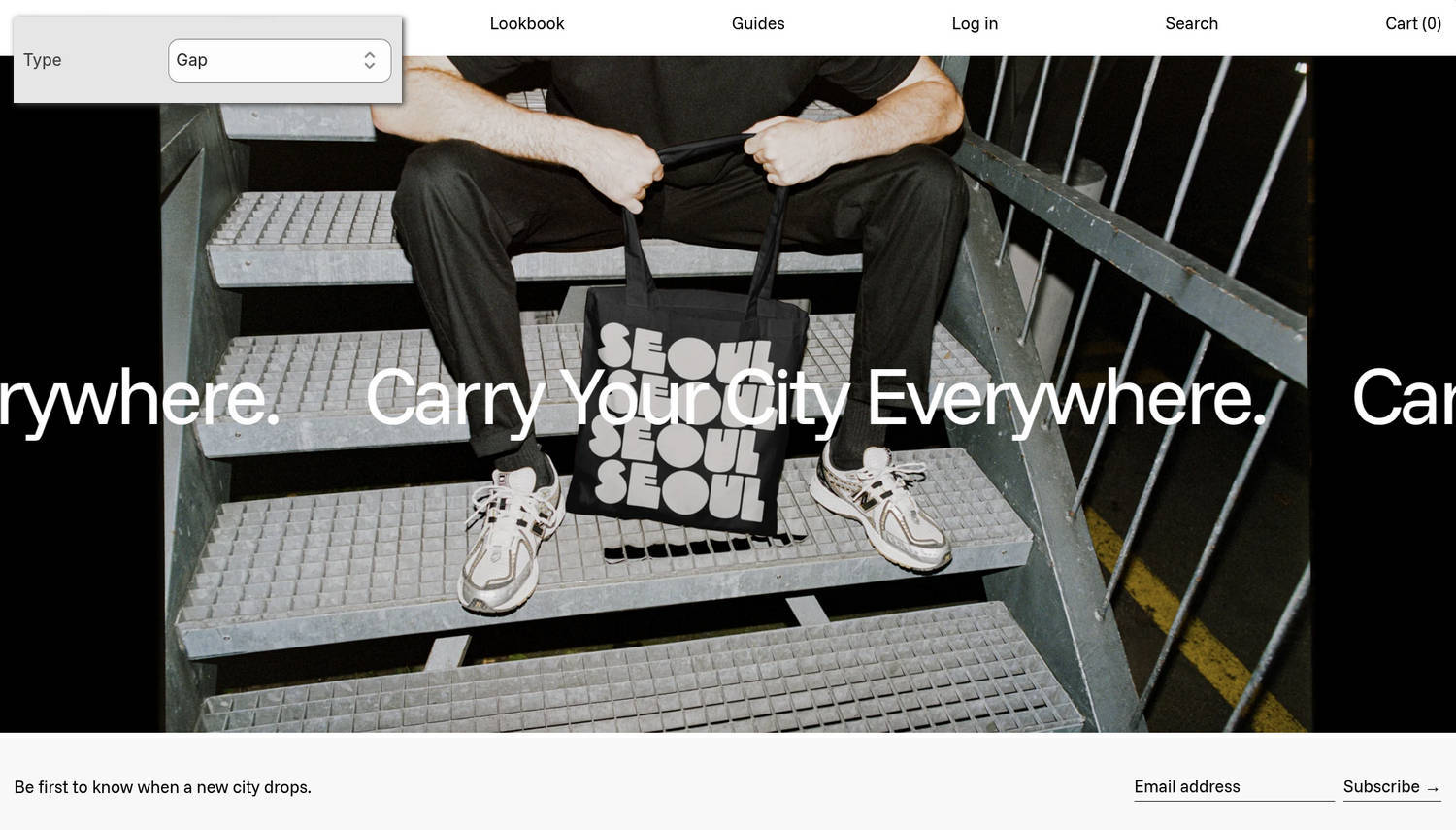 An Image with scrolling text section on a store's home page in the Theme editor.