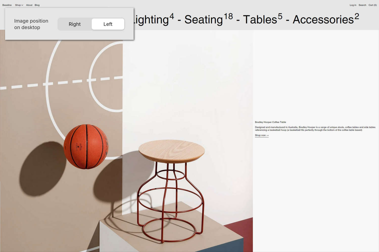 An example Image with text section on a store's home page.