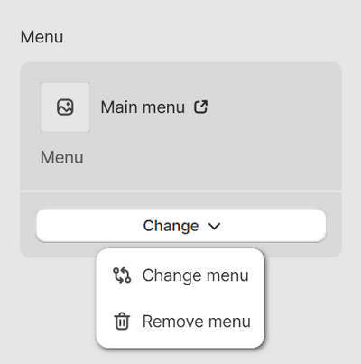 The Menu with image menu options in Theme editor.