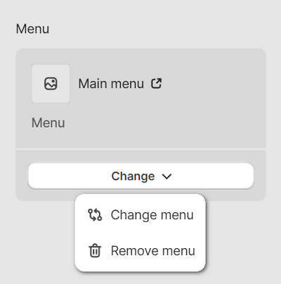 The Navigation with image menu options in Theme editor.