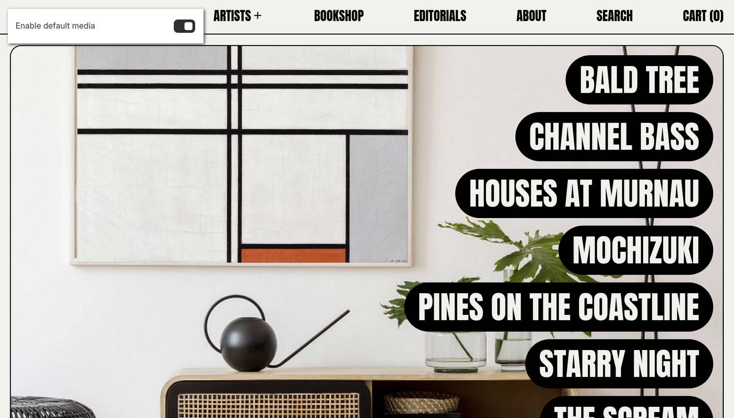 A Product links over image section on a store's home page in the Theme editor.