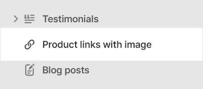 The Product links with image section selected in Theme editor.