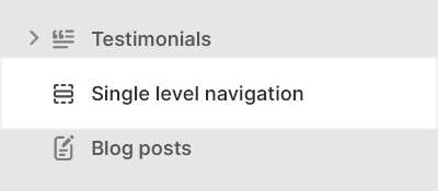 The Single level navigation section selected in Theme editor.