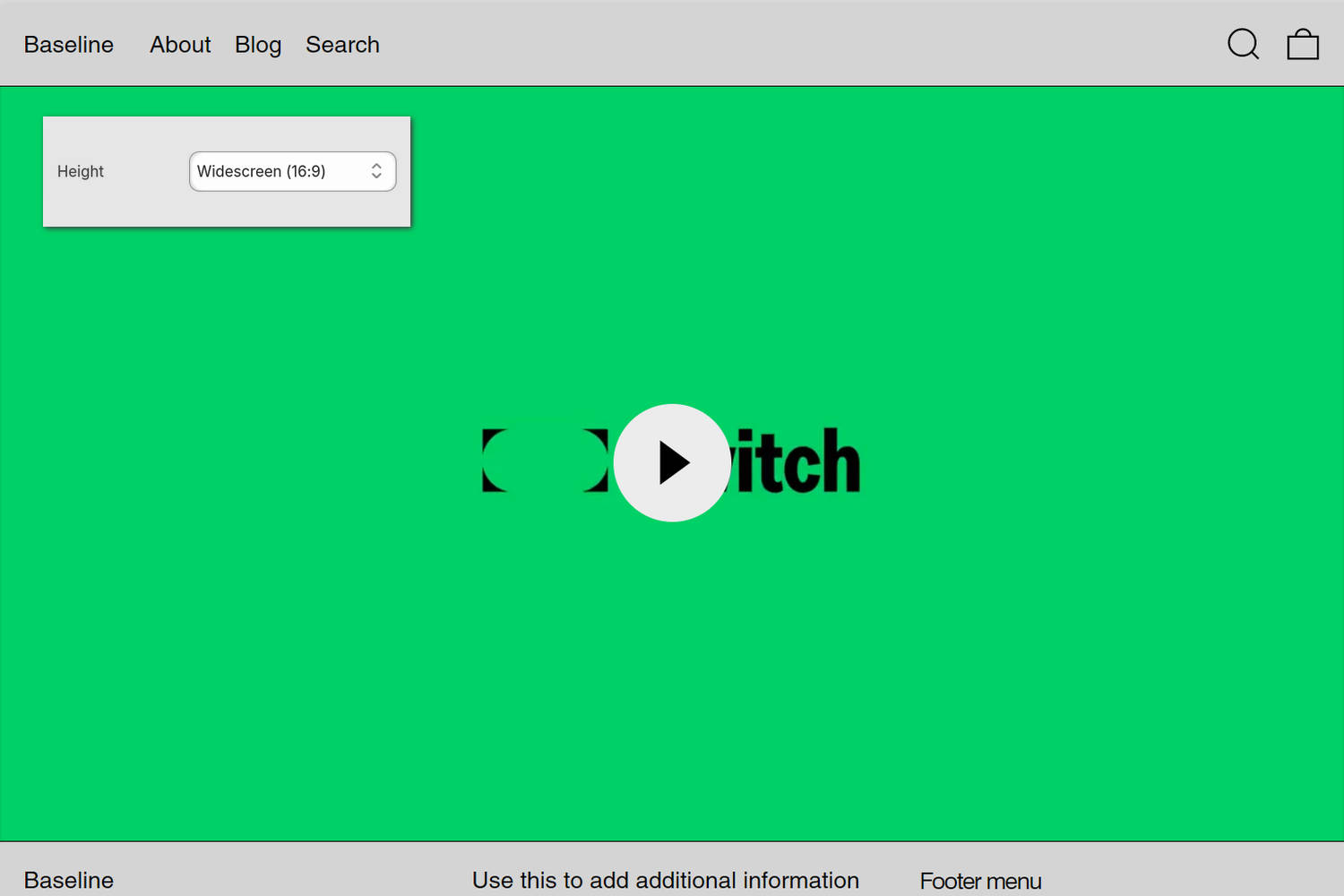 An example Video section on a store's home page.
