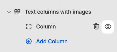 The show or hide image block options for an Text columns with images section in Theme editor.