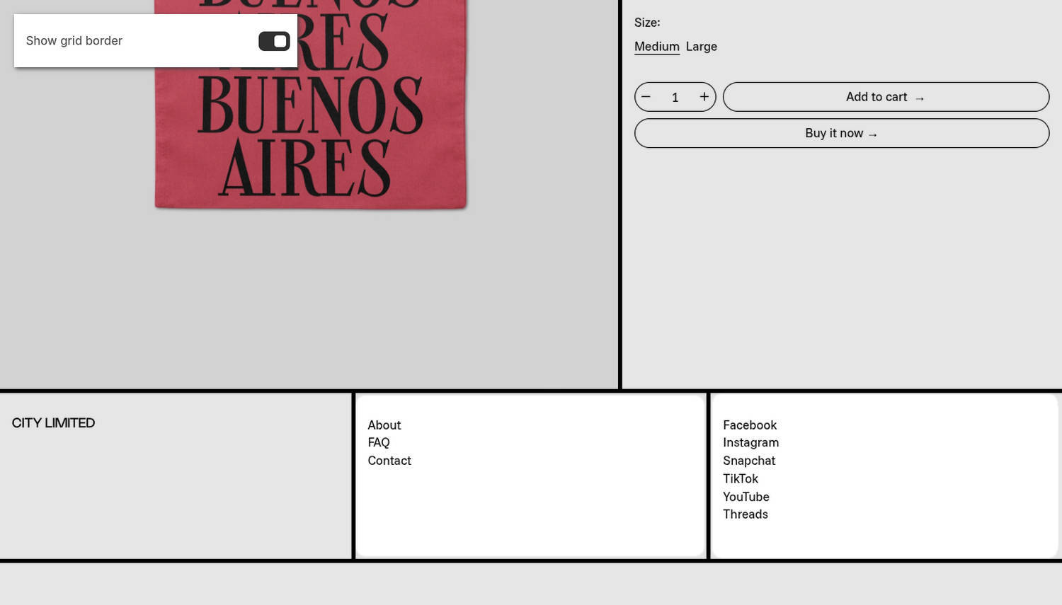 An example Footer section on a store's home page.