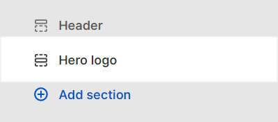 The Hero logo section selected in Theme editor.