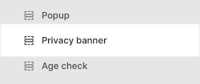 The Privacy banner section selected in Theme editor.