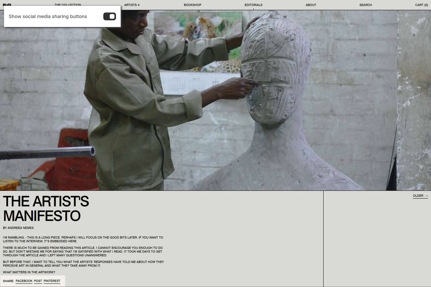 An example Blog post section on a store's blog post page.