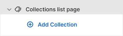 The Collections list pages section's Add collection menu in Theme editor