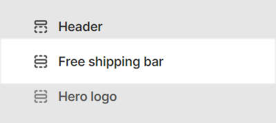 The Free shipping bar section selected in Theme editor.