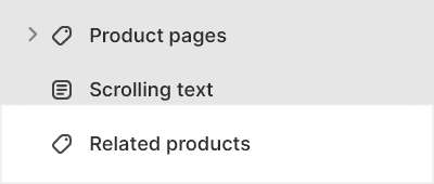 The Related products section selected in Theme editor.