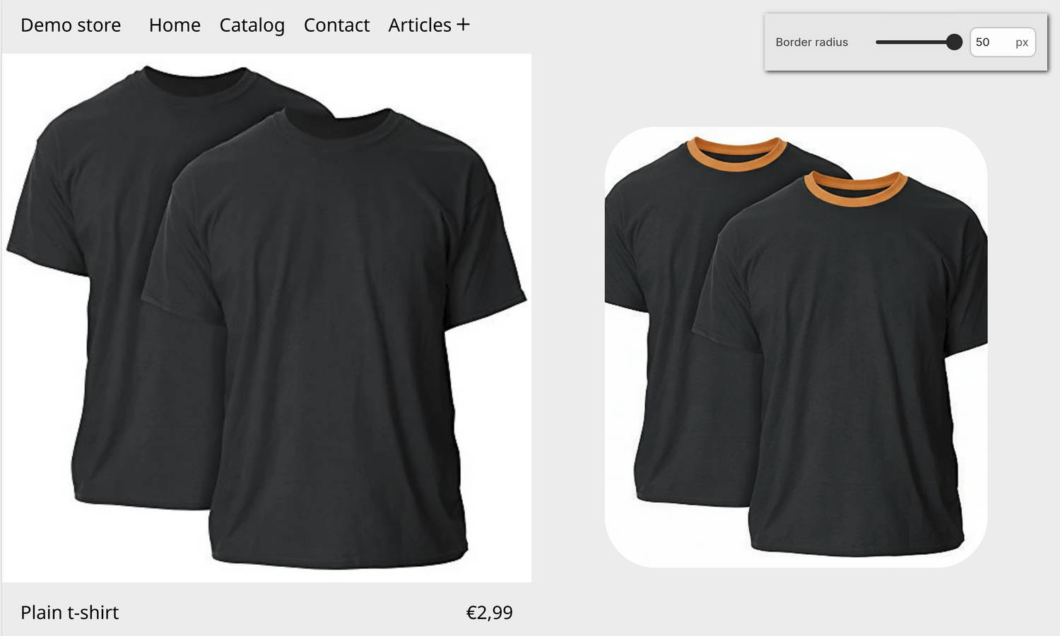An example store's home page with the Theme setting's Media menu open in Theme editor.
