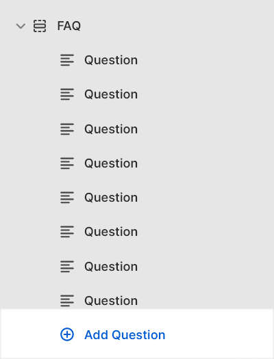 The add Question block menu in Theme editor.