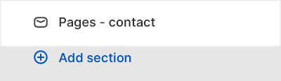 The Pages - contact section selected in Theme editor.