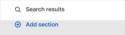 The Search results section selected in Theme editor.