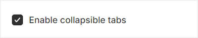 The Enable collapsible tabs checkbox selected inside a Product pages section in Theme editor.