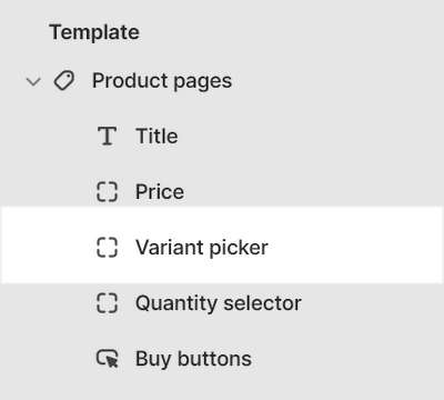 The variant picker option in the Product pages section in Theme editor.