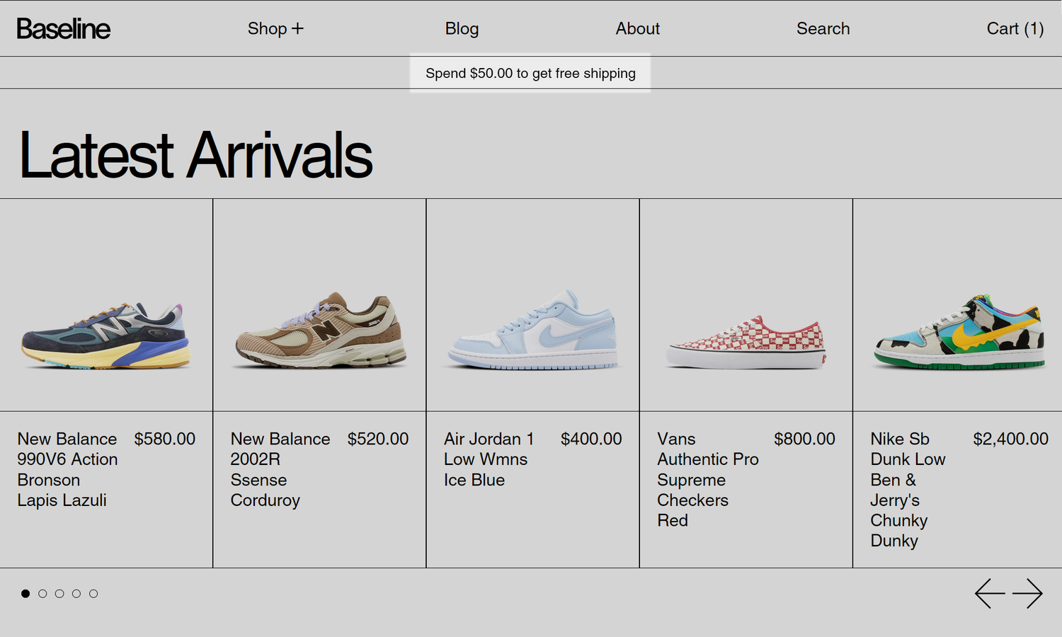 An example of a free shipping bar section.