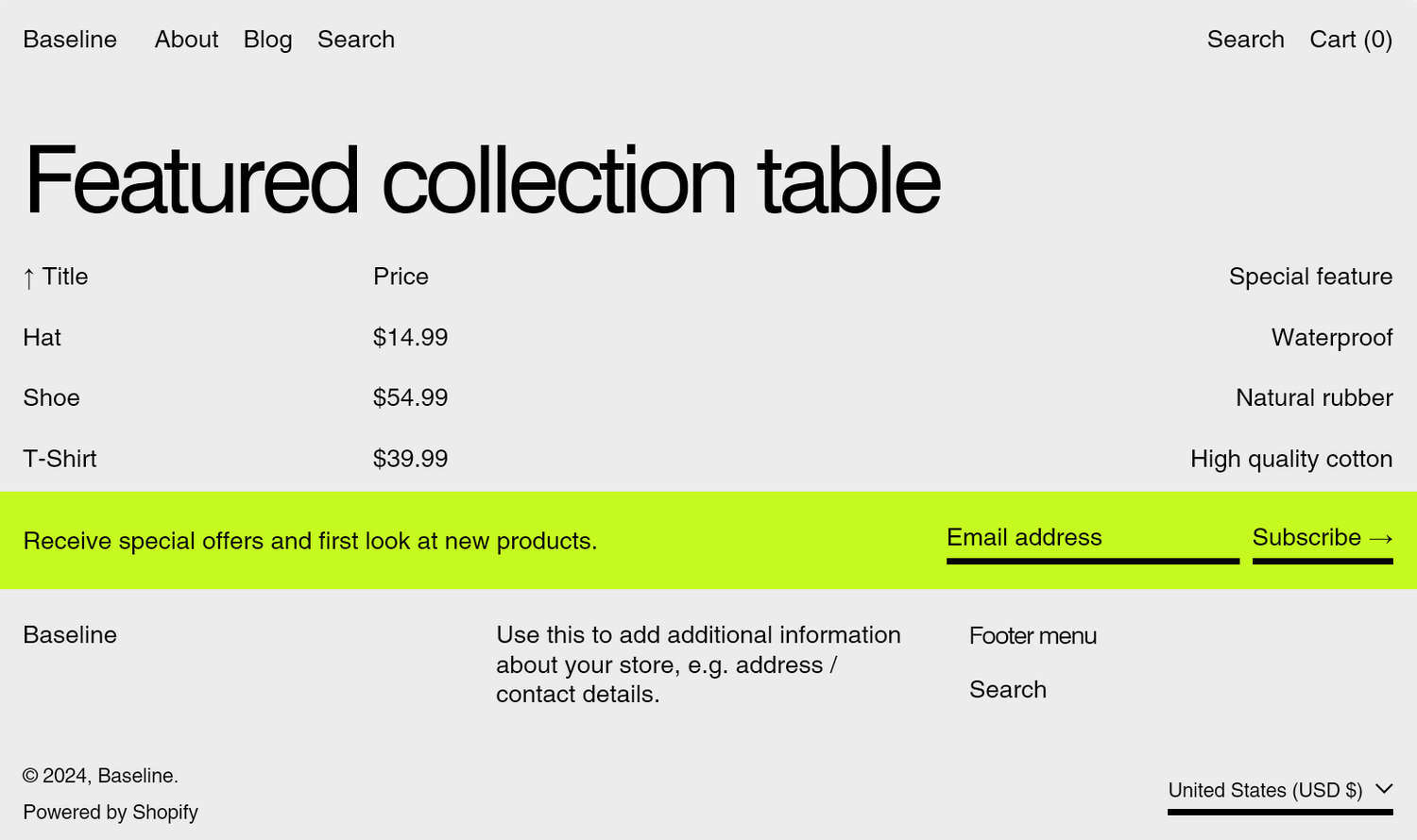 Grid layout example with transparent grid border color