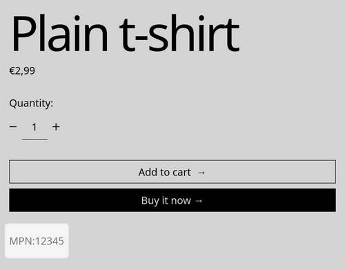 An example product page with a custom metafield.