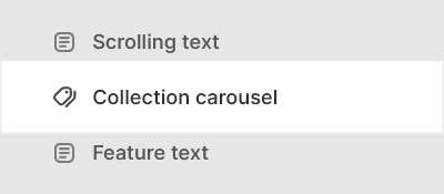 The Collection carousel section selected in Theme editor.