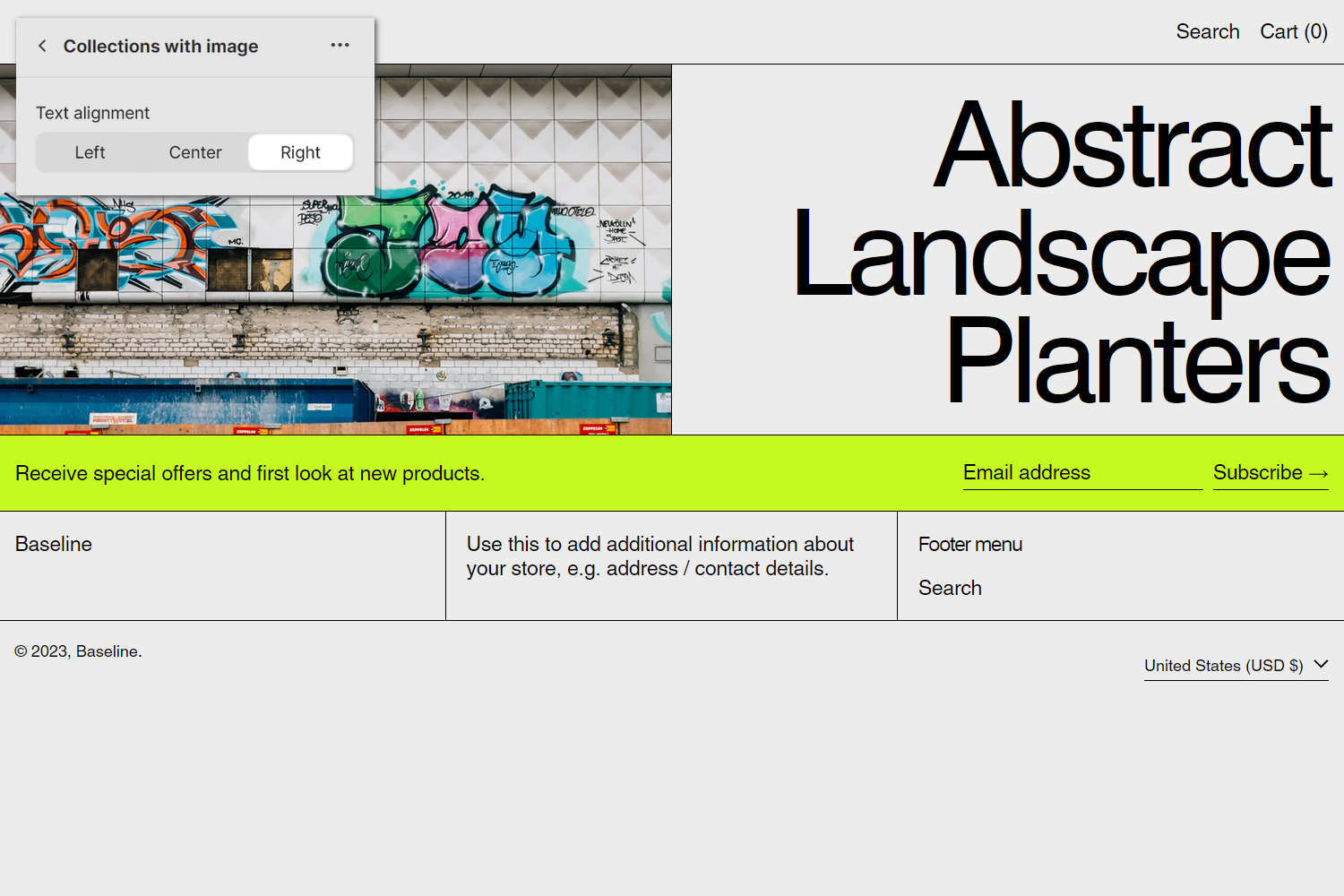 An example Collections with image section on a store's home page.