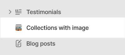 The Collections with image section selected in Theme editor.