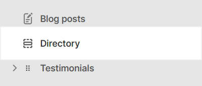 The Directory section selected in Theme editor.