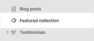 The Featured collection section selected in Theme editor.